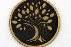 Logo on brass coin